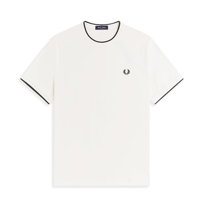 Fred Perry Trim Detail Crepe Pique T-Shirt Snow White  - M2397-303