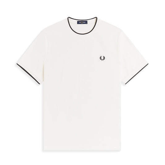 Fred Perry Trim Detail Crepe Pique T-Shirt Snow White  - M2397-303
