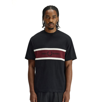 Fred Perry Embroidered Panel T-Shirt Black  - M2405-102