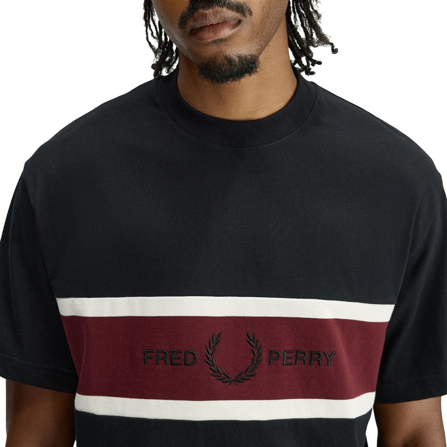 Fred Perry Embroidered Panel T-Shirt Black  - M2405-102