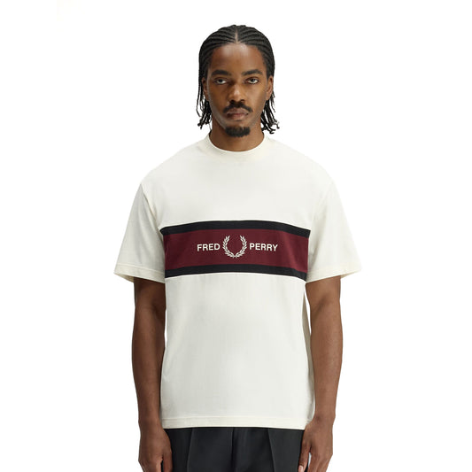 Fred Perry Embroidered Panel T-Shirt Ecru  - M2405-560