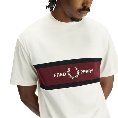 Fred Perry Embroidered Panel T-Shirt Ecru  - M2405-560