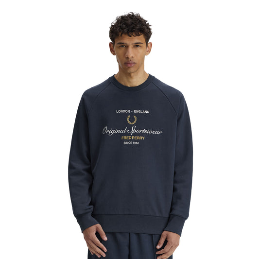 Fred Perry Original Sportswear Sweatshirt Tennis Blue  - M2414-X86