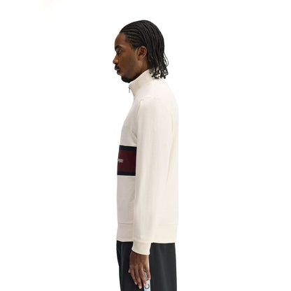 Fred Perry Embroidered Panel Half Zip Sweatshirt Ecru  - M2418-560
