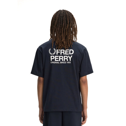 Fred Perry Back Print Fred Perry T-Shirt Navy  - M2475-608