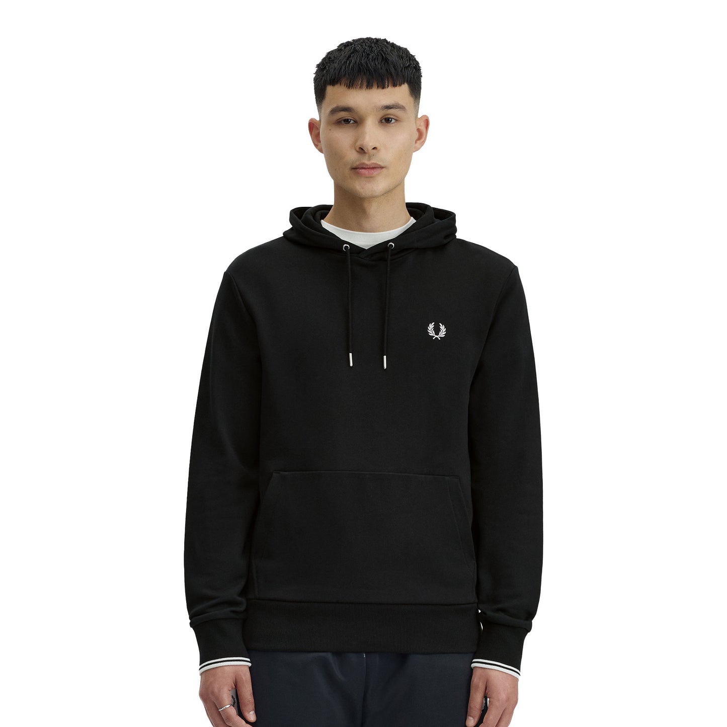 Fred Perry Tipped Hooded Sweatshirt Black