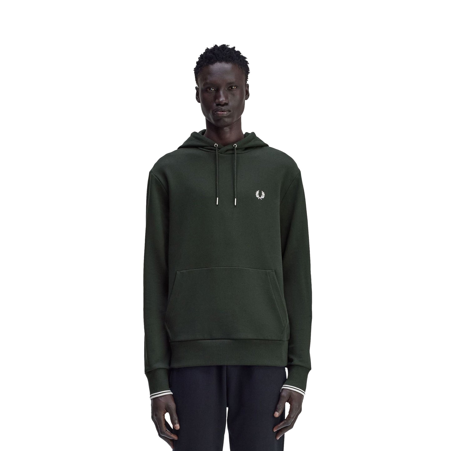 Fred Perry Tipped Hooded Sweatshirt Night Green/Snow White  - M2643-T50