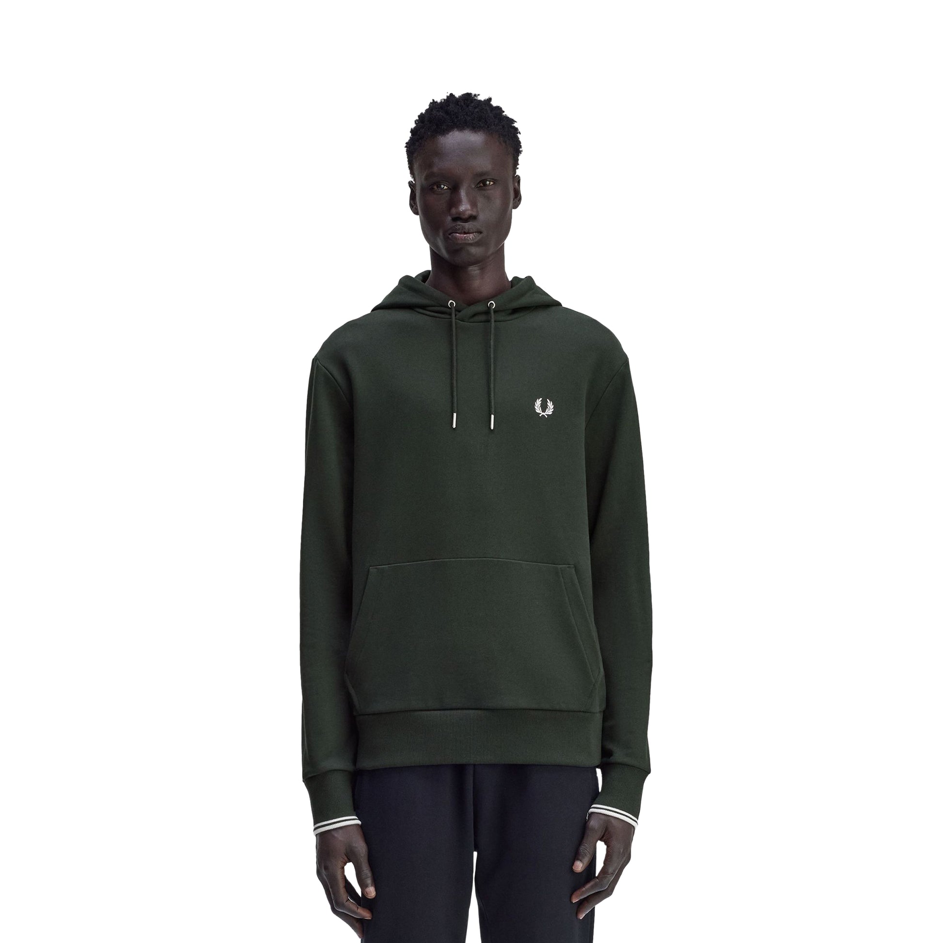 Fred Perry Tipped Hooded Sweatshirt Night Green/Snow White  - M2643-T50