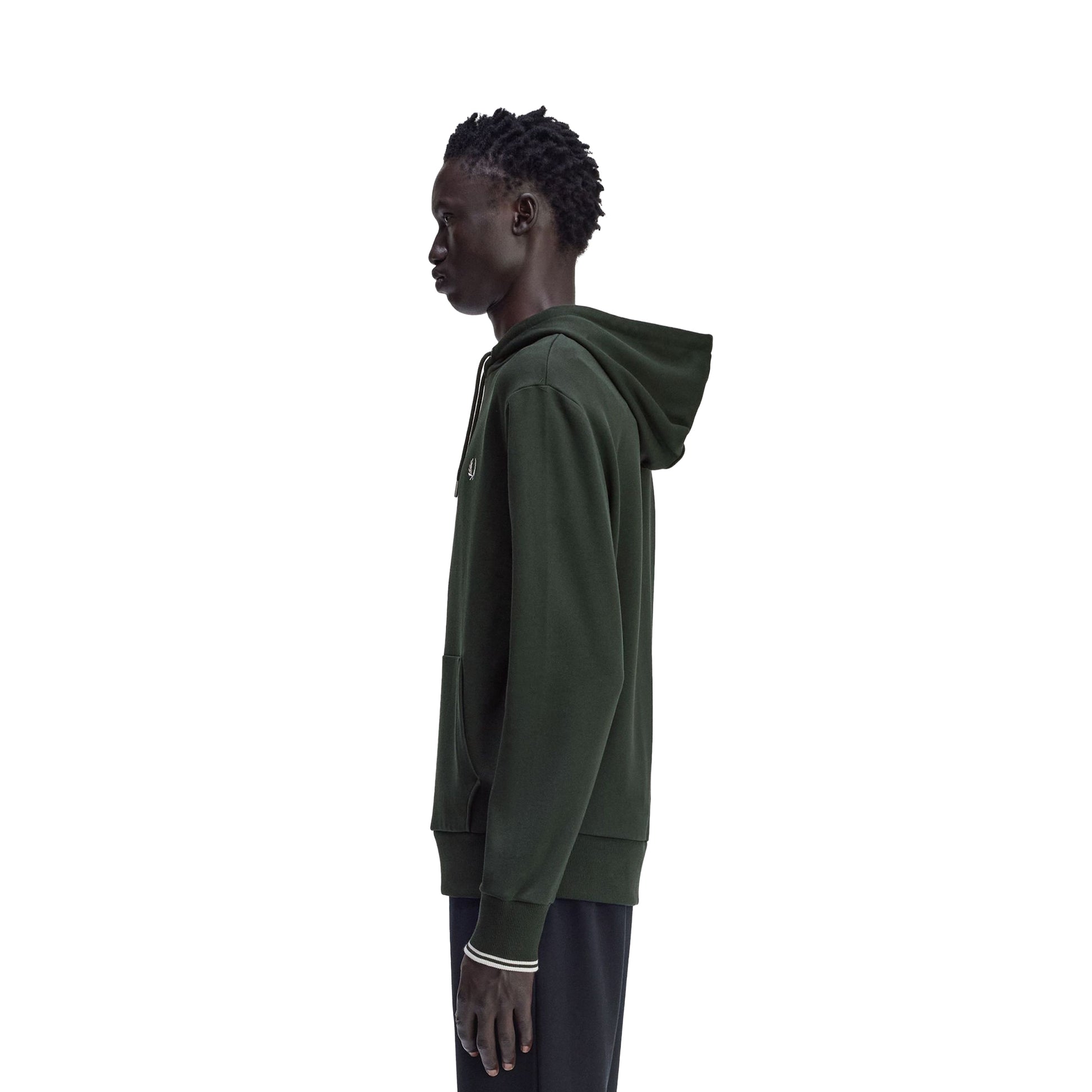 Fred Perry Tipped Hooded Sweatshirt Night Green/Snow White  - M2643-T50
