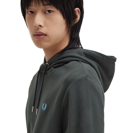 Fred Perry Tipped Hooded Sweatshirt Night Green/Ocean  - M2643-W64