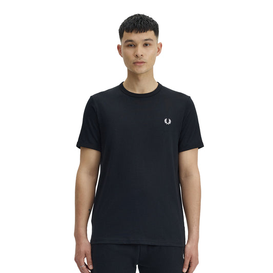 Camiseta negra con cuello redondo de Fred Perry