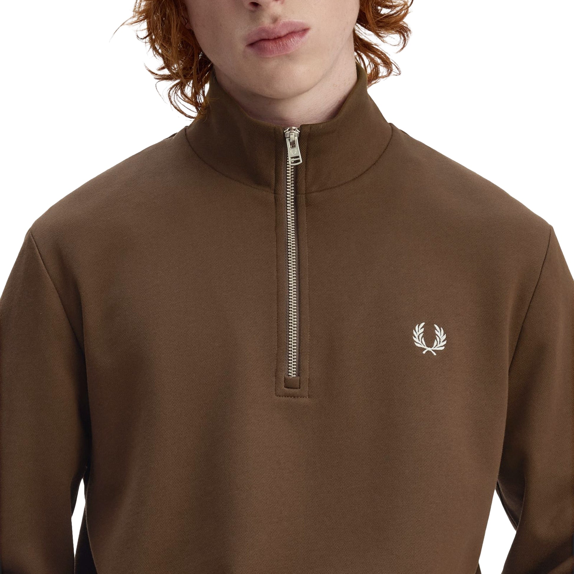 Fred Perry Half-Zip Sweatshirt Burnt Tobacco/Stockport Blue  - M3574-49A