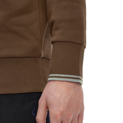 Fred Perry Half-Zip Sweatshirt Burnt Tobacco/Stockport Blue  - M3574-49A