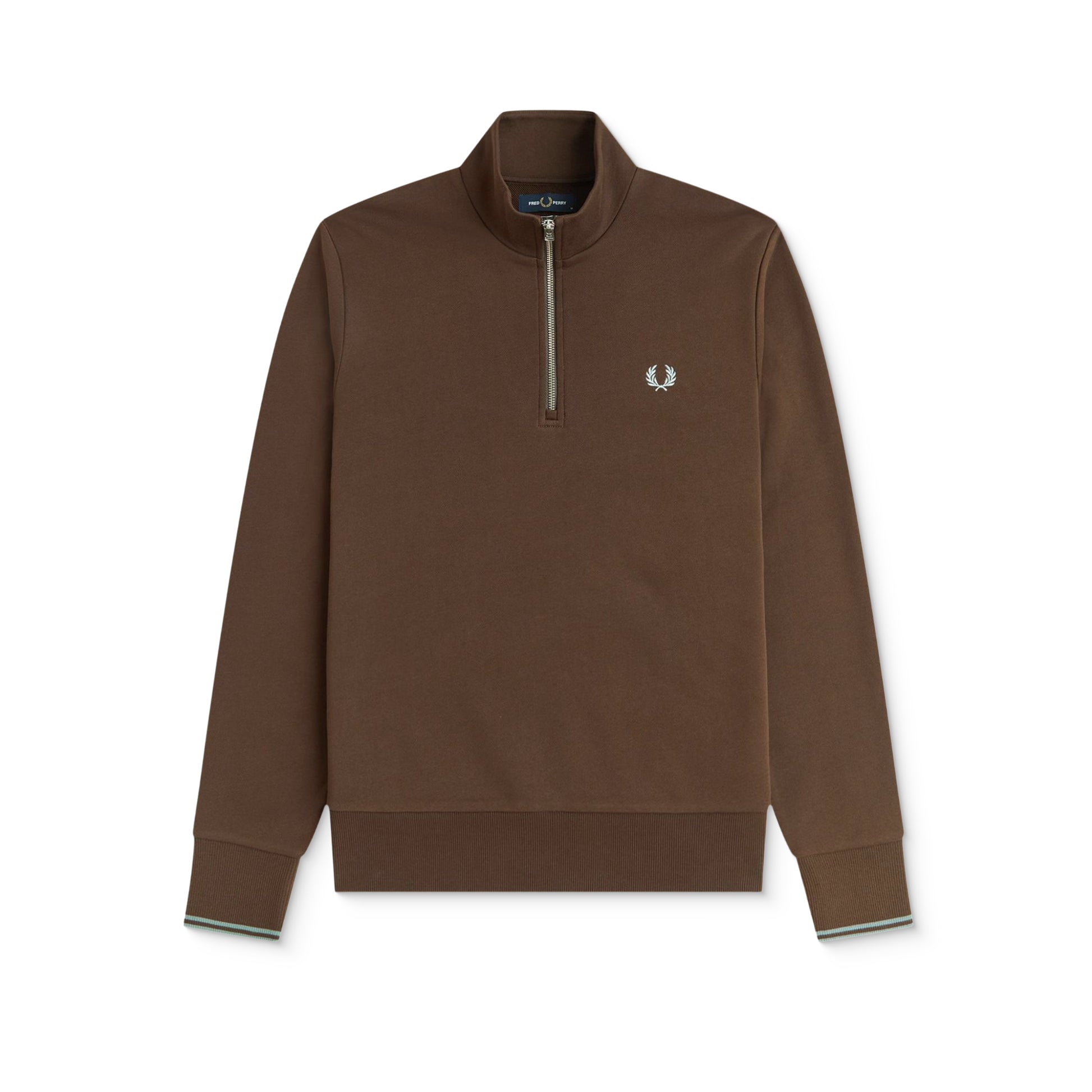 Fred Perry Half-Zip Sweatshirt Burnt Tobacco/Stockport Blue  - M3574-49A