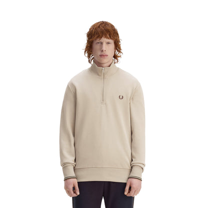 Fred Perry Half-Zip Sweatshirt Warm Oat/Court Green  - M3574-50A