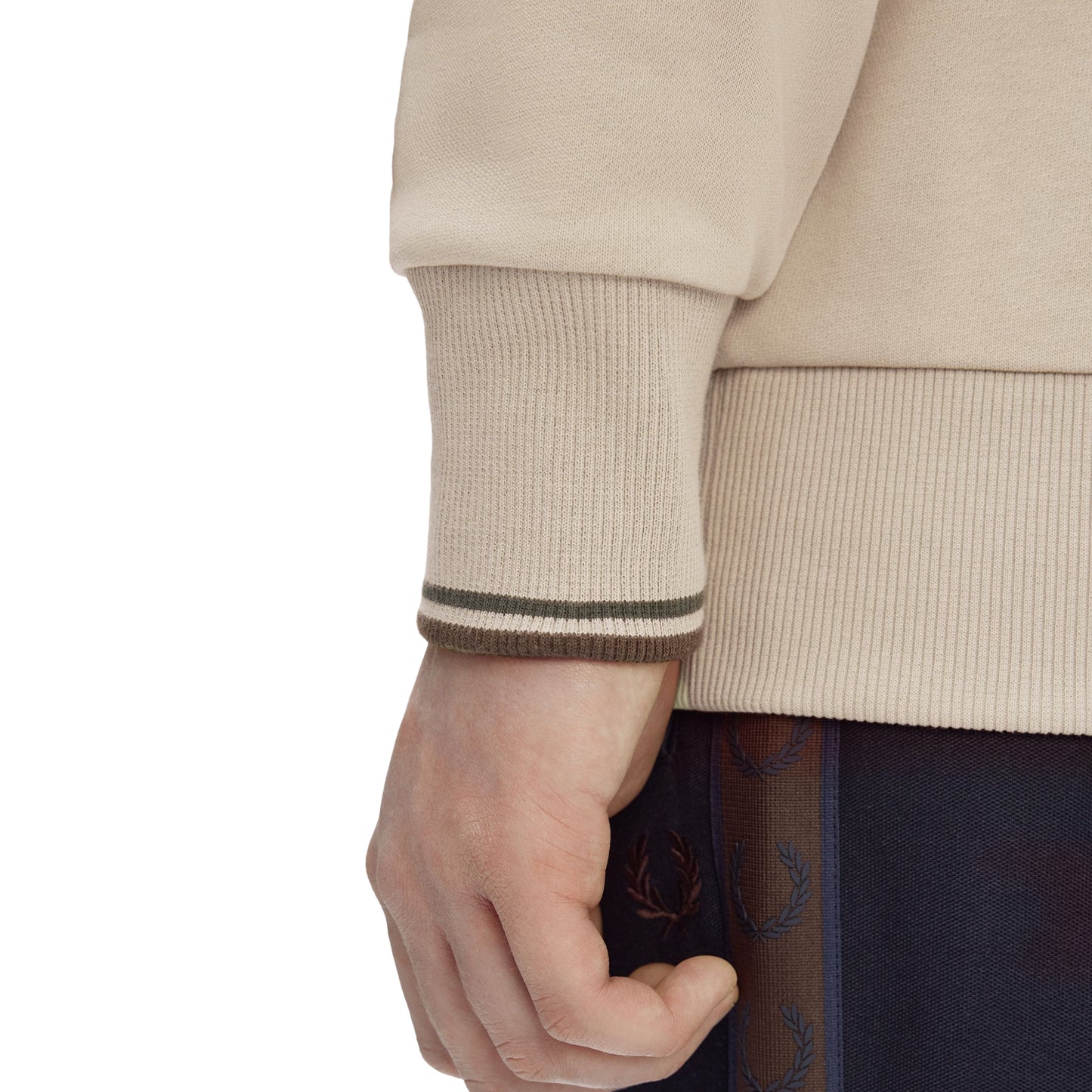 Fred Perry Half-Zip Sweatshirt Warm Oat/Court Green  - M3574-50A