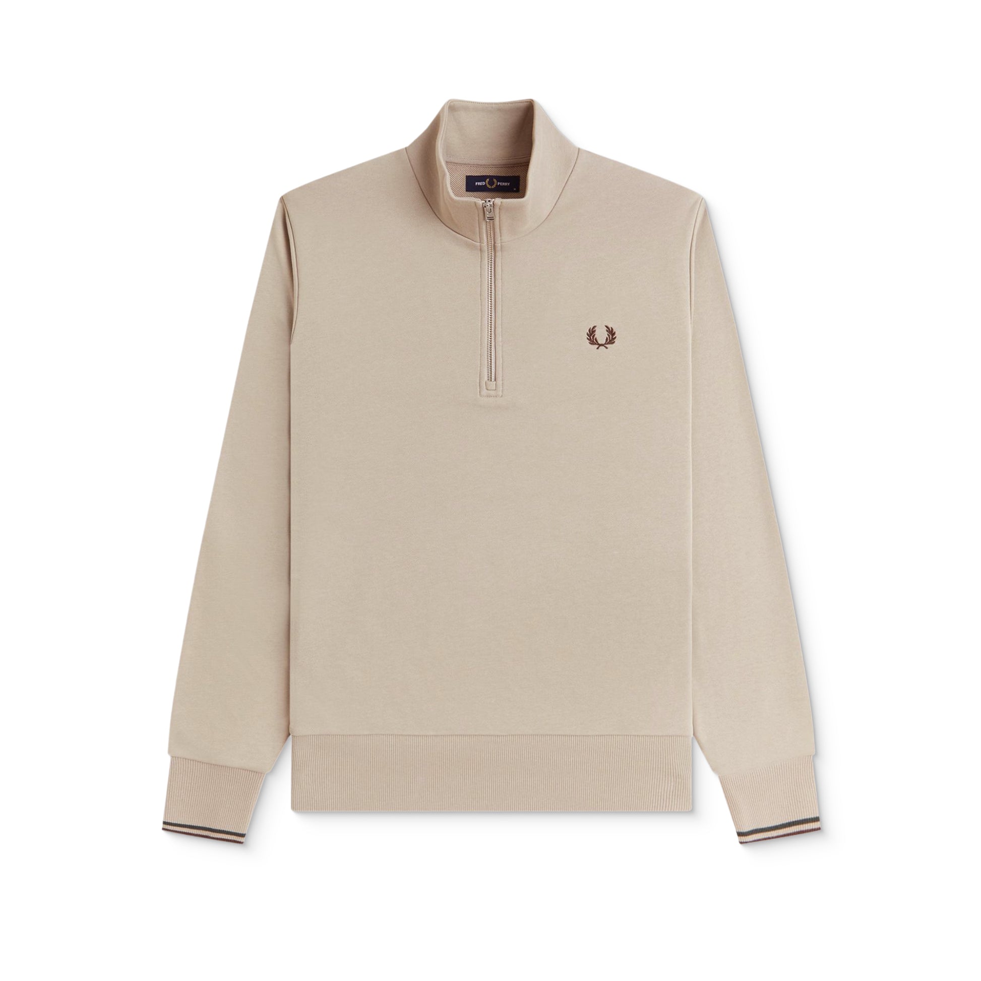 Fred Perry Half-Zip Sweatshirt Warm Oat/Court Green  - M3574-50A