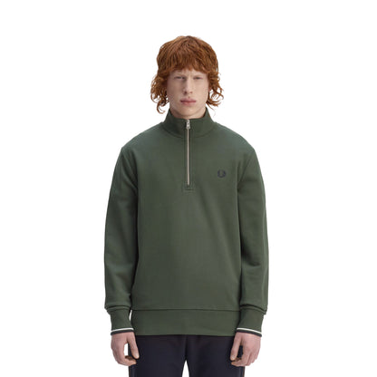 Fred Perry Half-Zip Sweatshirt Court Green/Snow White/Navy  - M3574-53A