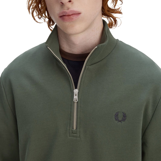 Fred Perry Half-Zip Sweatshirt Court Green/Snow White/Navy  - M3574-53A