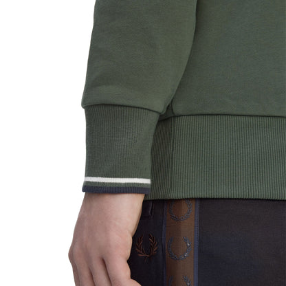 Fred Perry Half-Zip Sweatshirt Court Green/Snow White/Navy  - M3574-53A