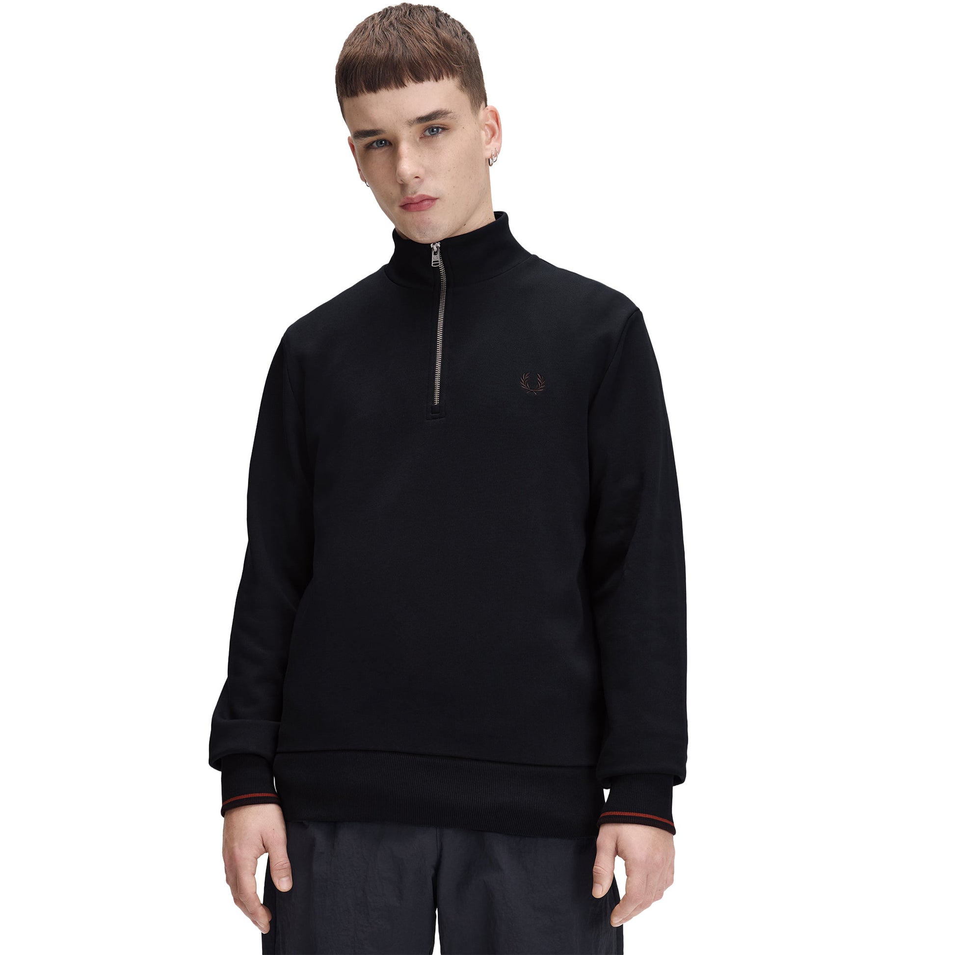 Fred Perry Half-Zip Sweatshirt Navy/Brandy/Rich Brown  - M3574-75C