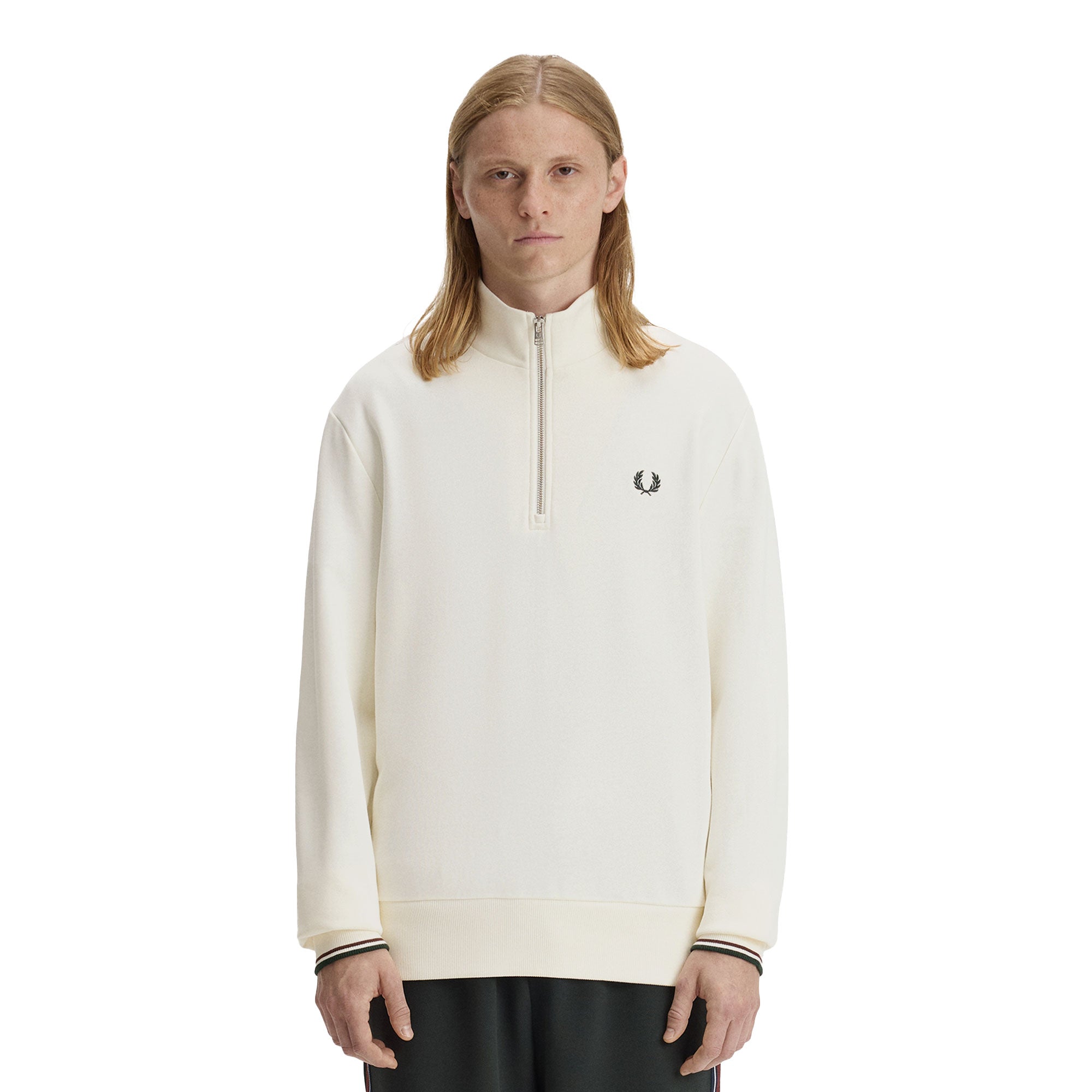Fred Perry Half-Zip Sweatshirt Ecru/Oxblood/Grassroots – XTREME