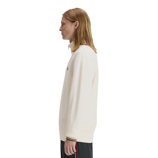 Fred Perry Half-Zip Sweatshirt Ecru/Oxblood/Grassroots  - M3574-84A