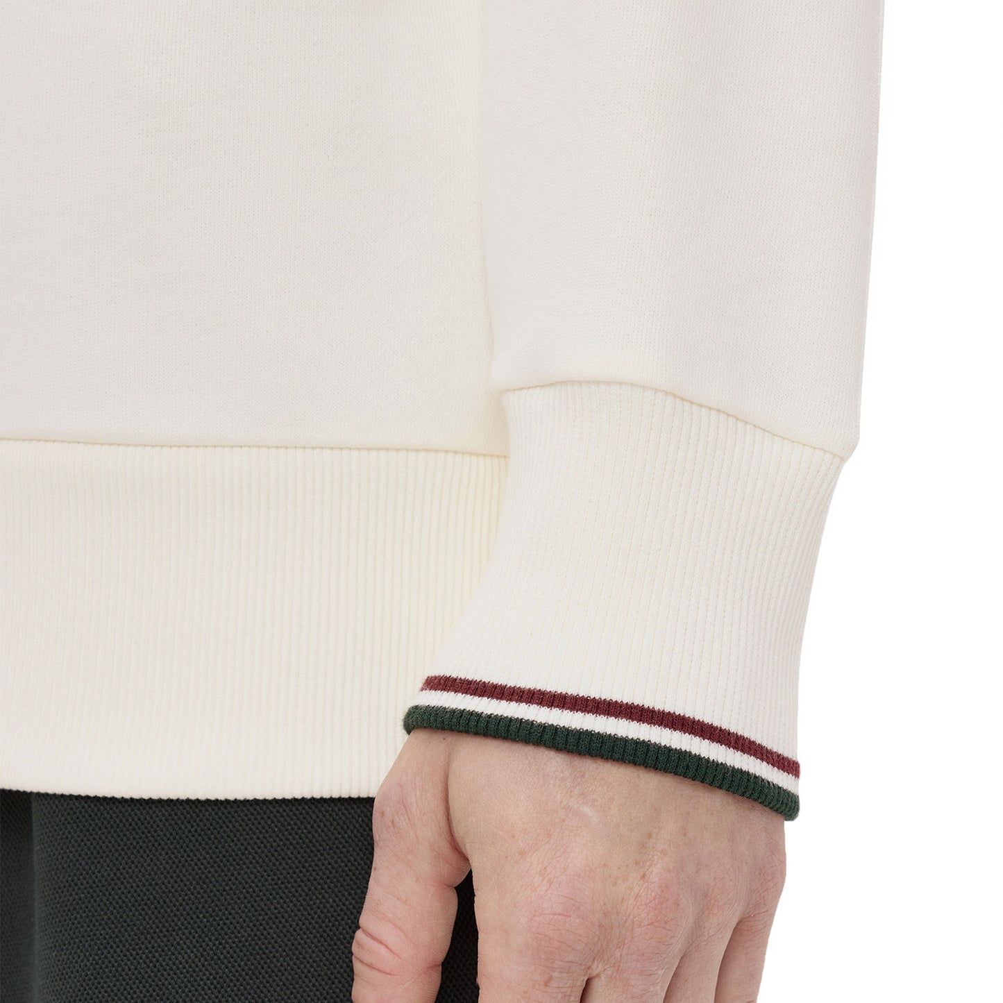 Fred Perry Half-Zip Sweatshirt Ecru/Oxblood/Grassroots  - M3574-84A