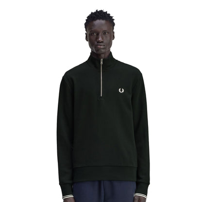 Fred Perry Half-Zip Sweatshirt Night Green/Snow White  - M3574-T50