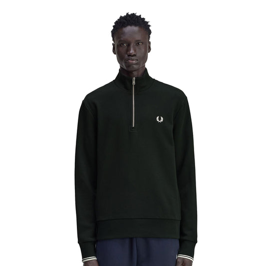 Fred Perry Half-Zip Sweatshirt Night Green/Snow White  - M3574-T50