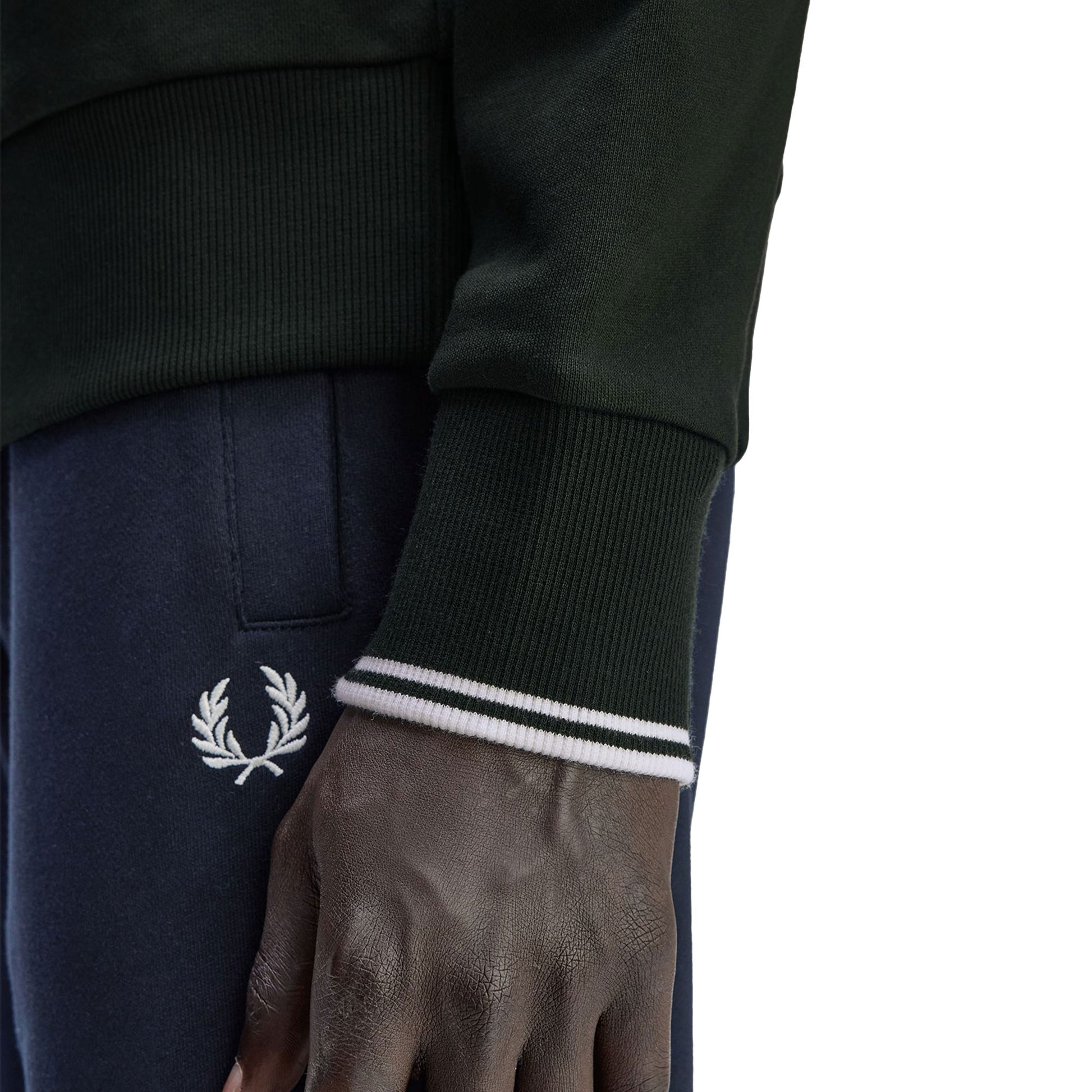 Fred Perry Half-Zip Sweatshirt Night Green/Snow White  - M3574-T50
