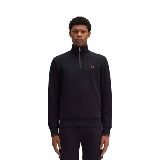 Fred Perry Half-Zip Sweatshirt Black/Whisky Brown