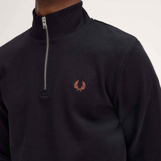 Fred Perry Half-Zip Sweatshirt Black/Whisky Brown