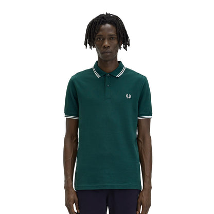 Fred Perry Twin Tipped Polo Shirt Ivy Green/Snow White/White  - M3600-406