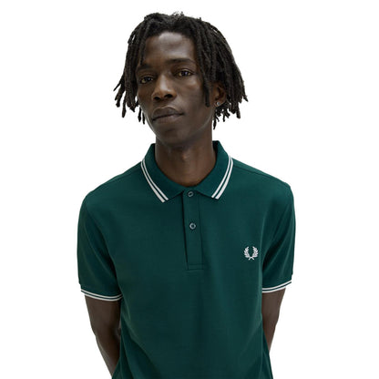 Fred Perry Twin Tipped Polo Shirt Ivy Green/Snow White/White  - M3600-406