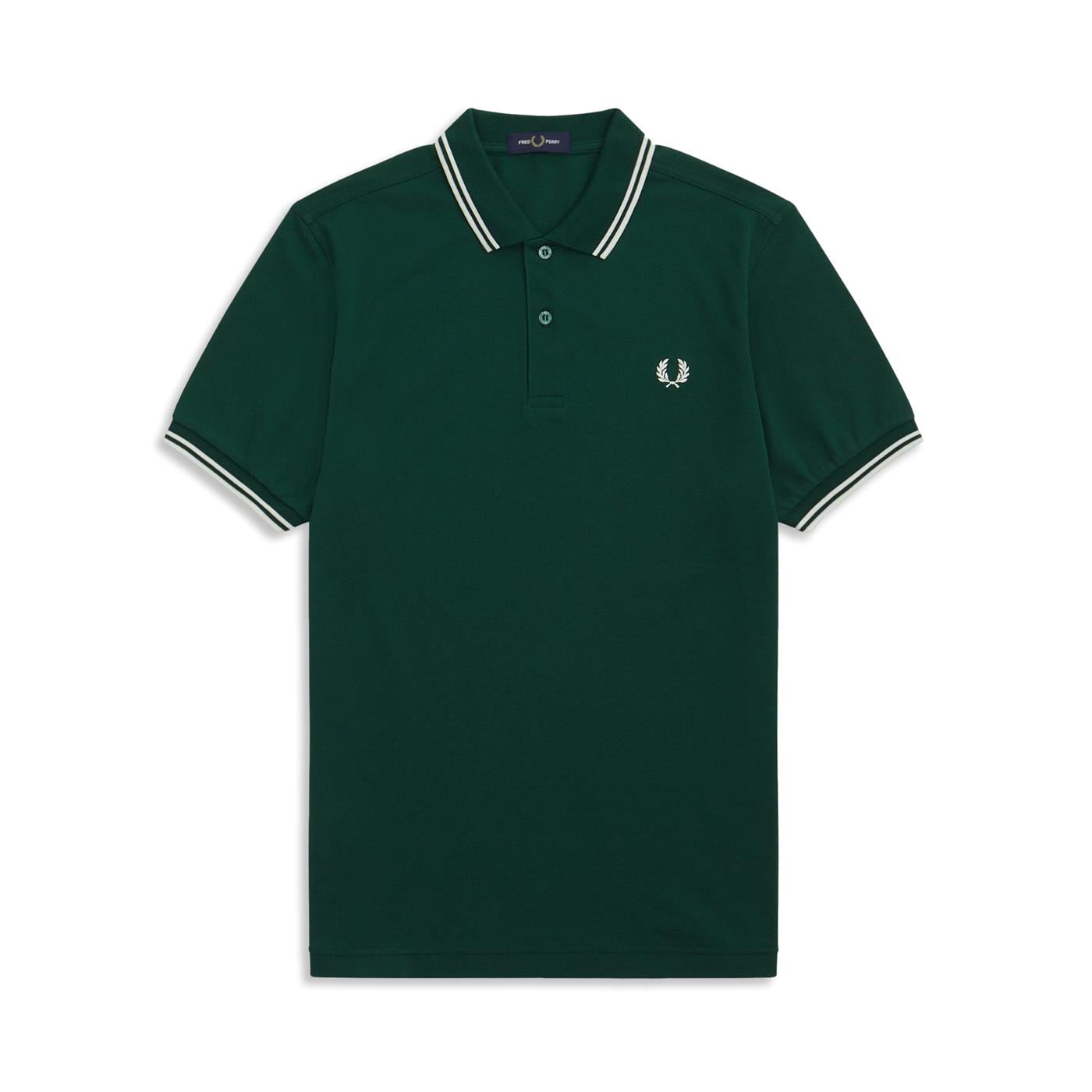 Fred Perry Twin Tipped Polo Shirt Ivy Green/Snow White/White  - M3600-406