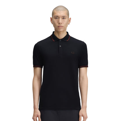 Fred Perry Twin Tipped Polo Shirt Navy/Brandy/Shaded Brown  - M3600-75C