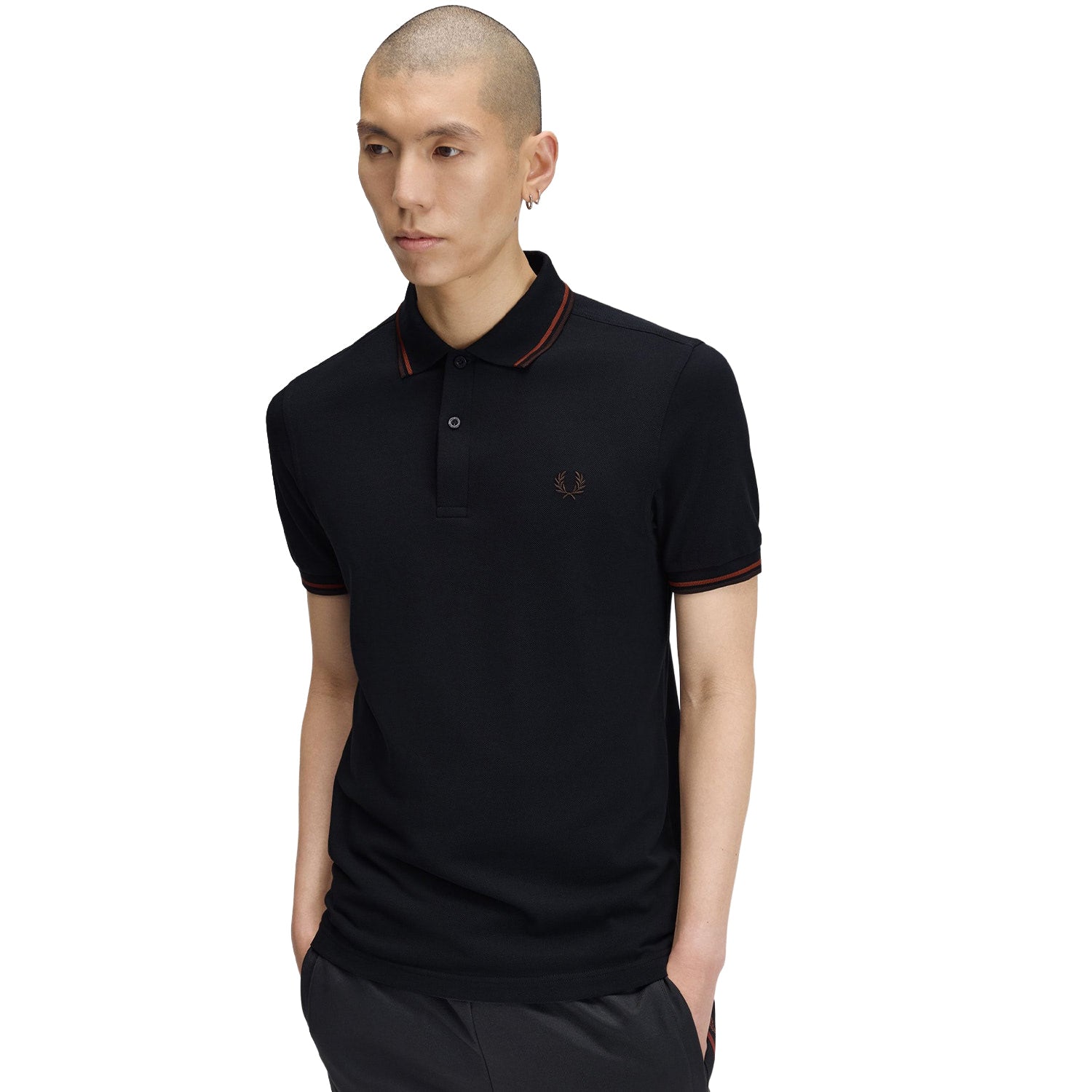 Fred Perry Twin Tipped Polo Shirt Navy/Brandy/Shaded Brown  - M3600-75C