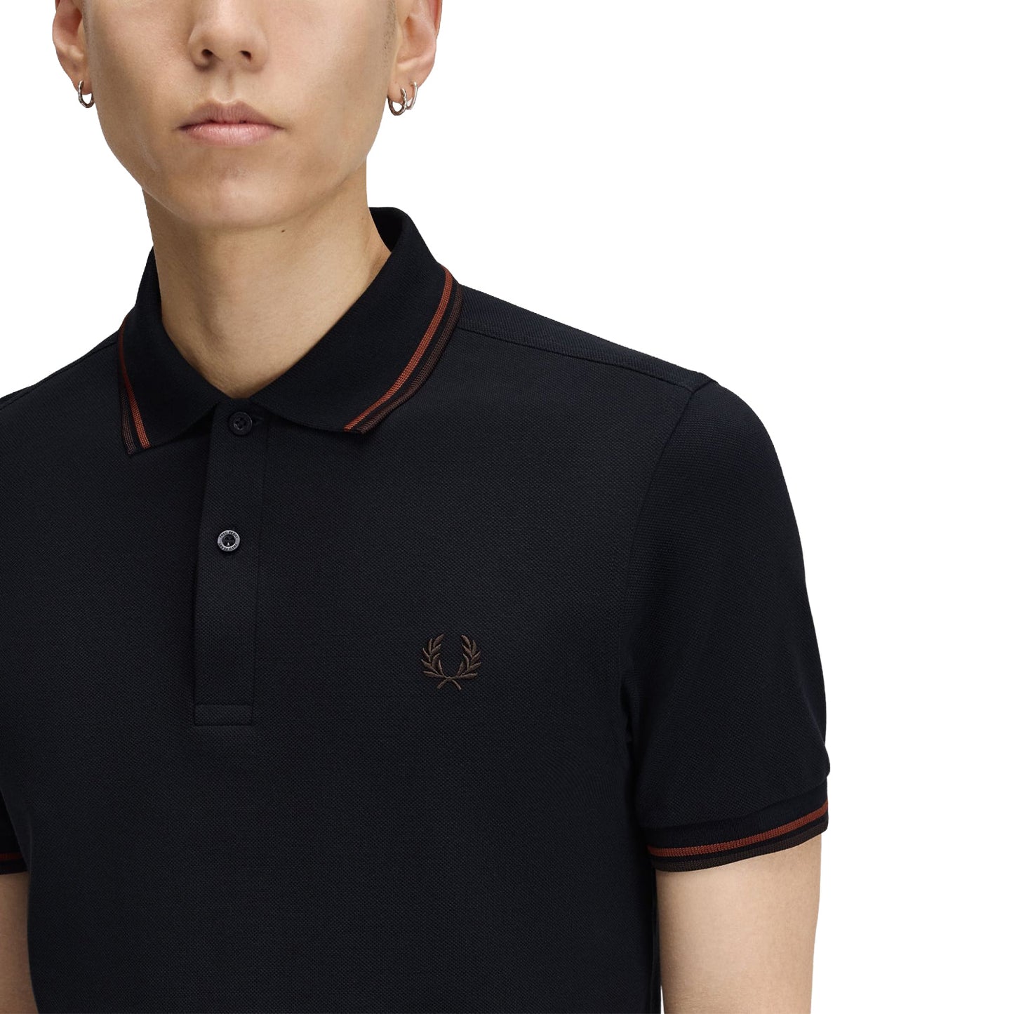 Fred Perry Twin Tipped Polo Shirt Navy/Brandy/Shaded Brown  - M3600-75C