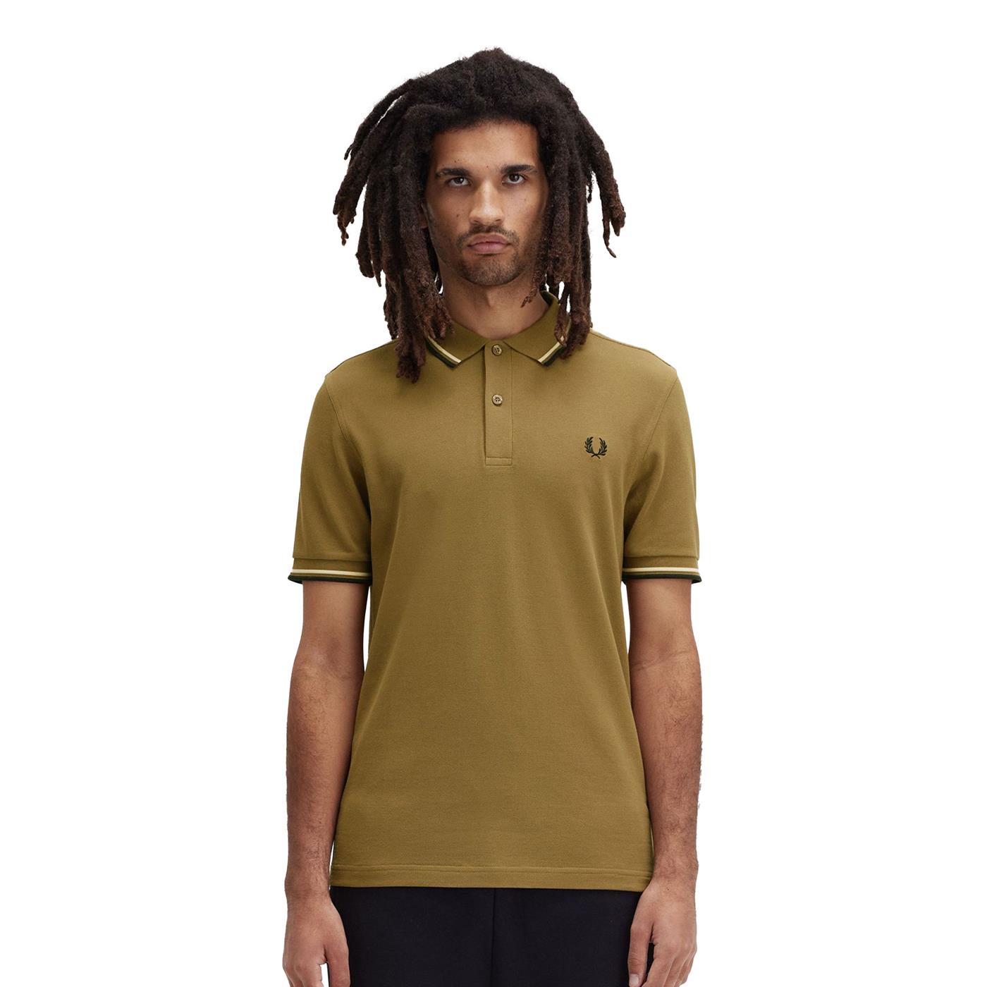 Fred Perry Twin Tipped Polo Shirt Shaded Stone/Ice Cream  - M3600-W60