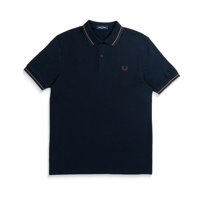 Fred Perry Twin Tipped Polo Shirt Navy/Laurel Wreath Green  - M3600-W65