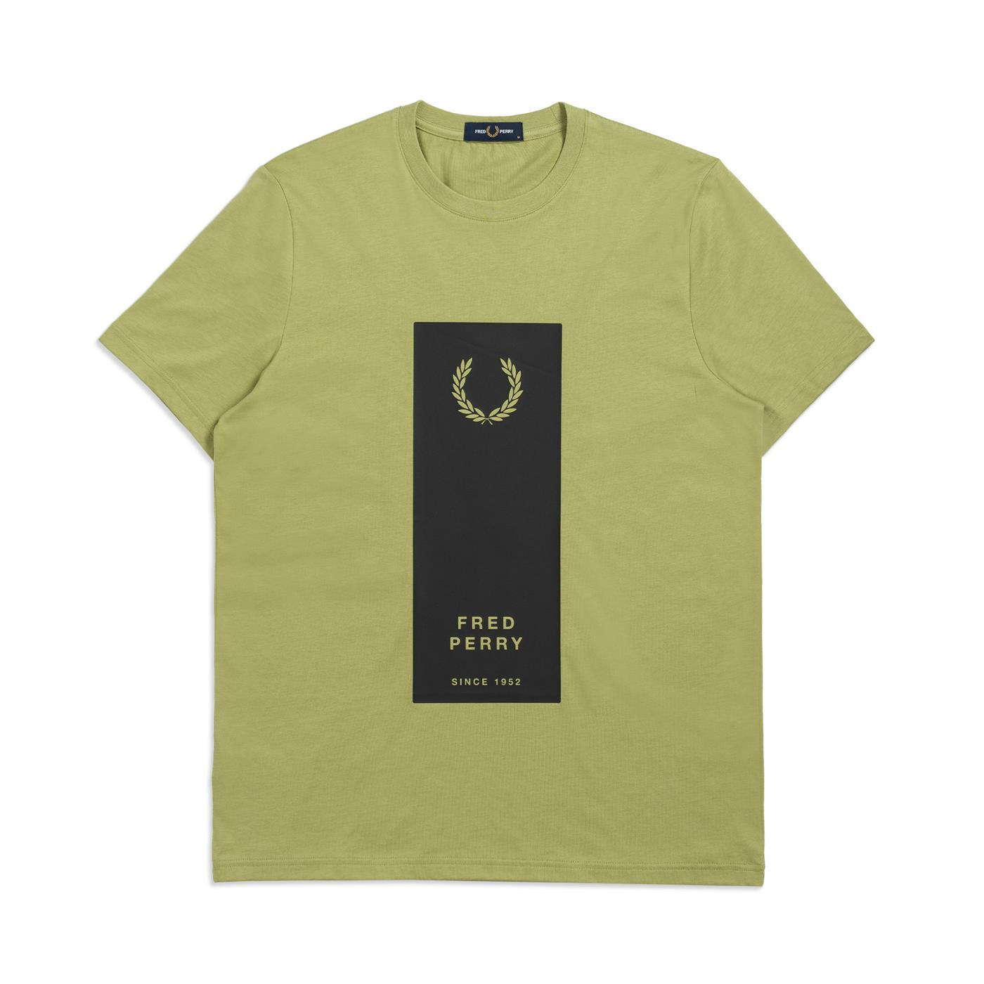 Fred Perry Block Print T-Shirt Sage Green  - M3664-P05