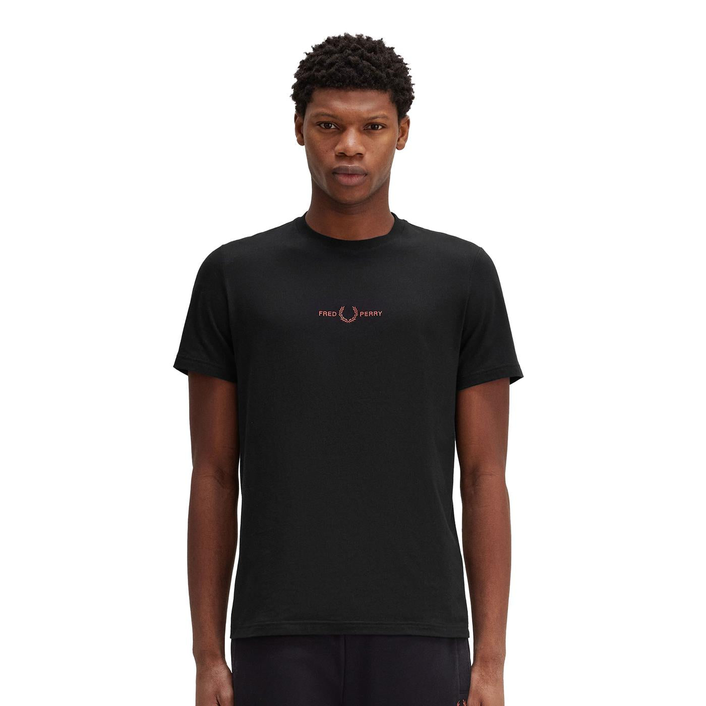 Fred Perry Embroidered T-Shirt Black/Whisky Brown  - M4580-S76