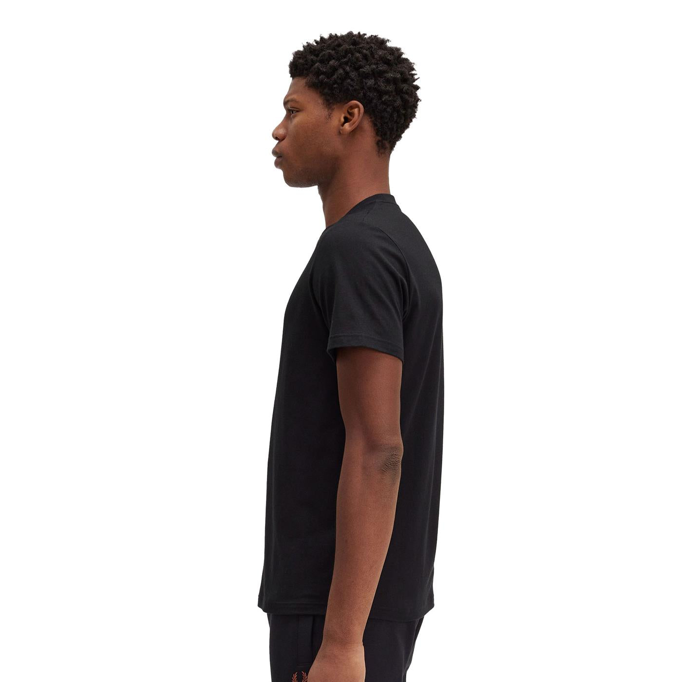 Fred Perry Embroidered T-Shirt Black/Whisky Brown  - M4580-S76