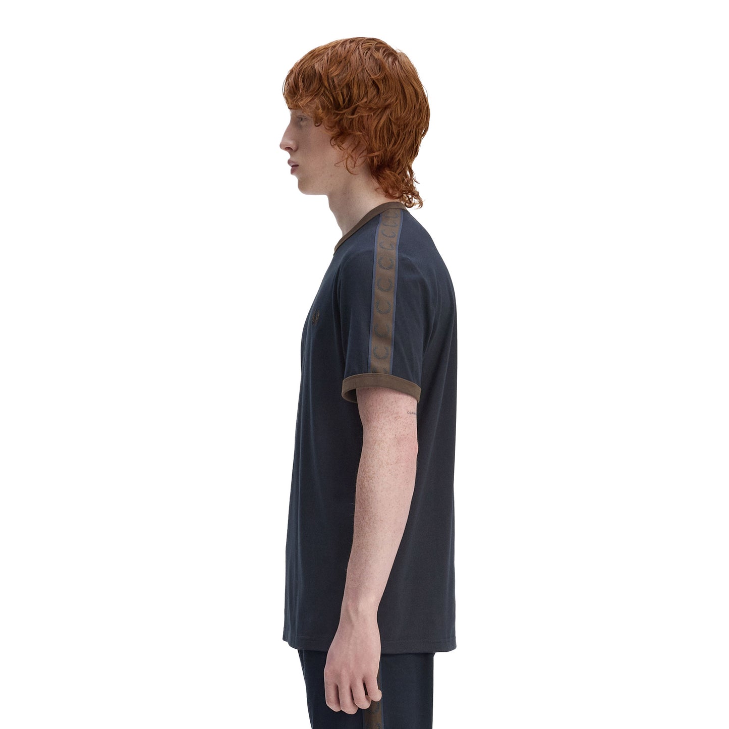 Fred Perry Contrast Tape Ringer T-Shirt Navy/Burnt Tobacco  - M4613-40A
