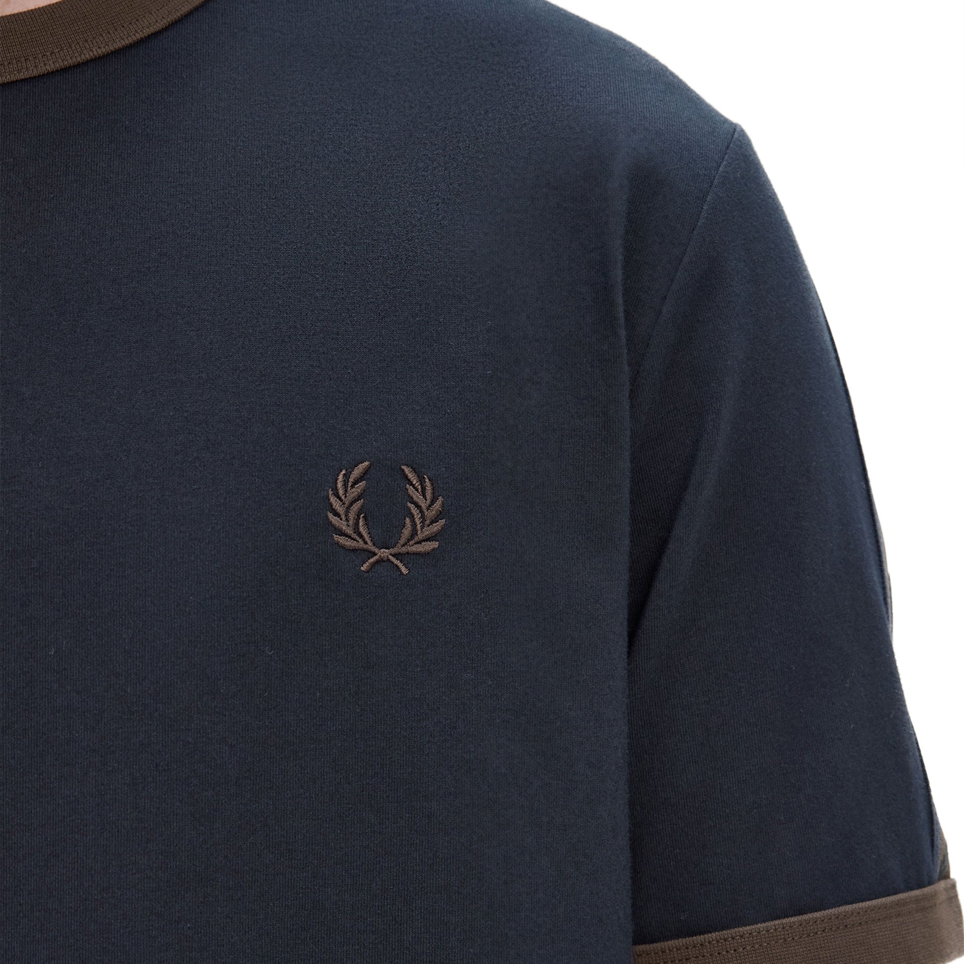 Fred Perry Contrast Tape Ringer T-Shirt Navy/Burnt Tobacco  - M4613-40A
