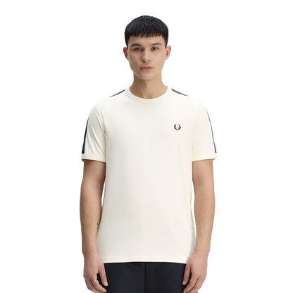 Fred Perry Contrast Tape Ringer T-Shirt Ecru/Burnt Tobacco  - M4613-42A