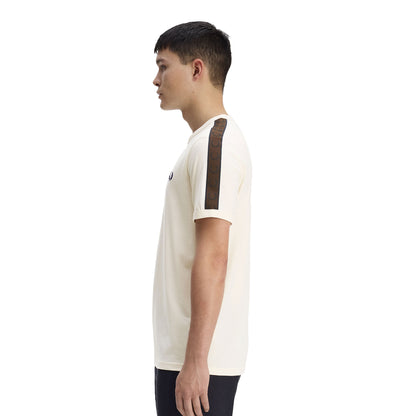 Fred Perry Contrast Tape Ringer T-Shirt Ecru/Burnt Tobacco  - M4613-42A