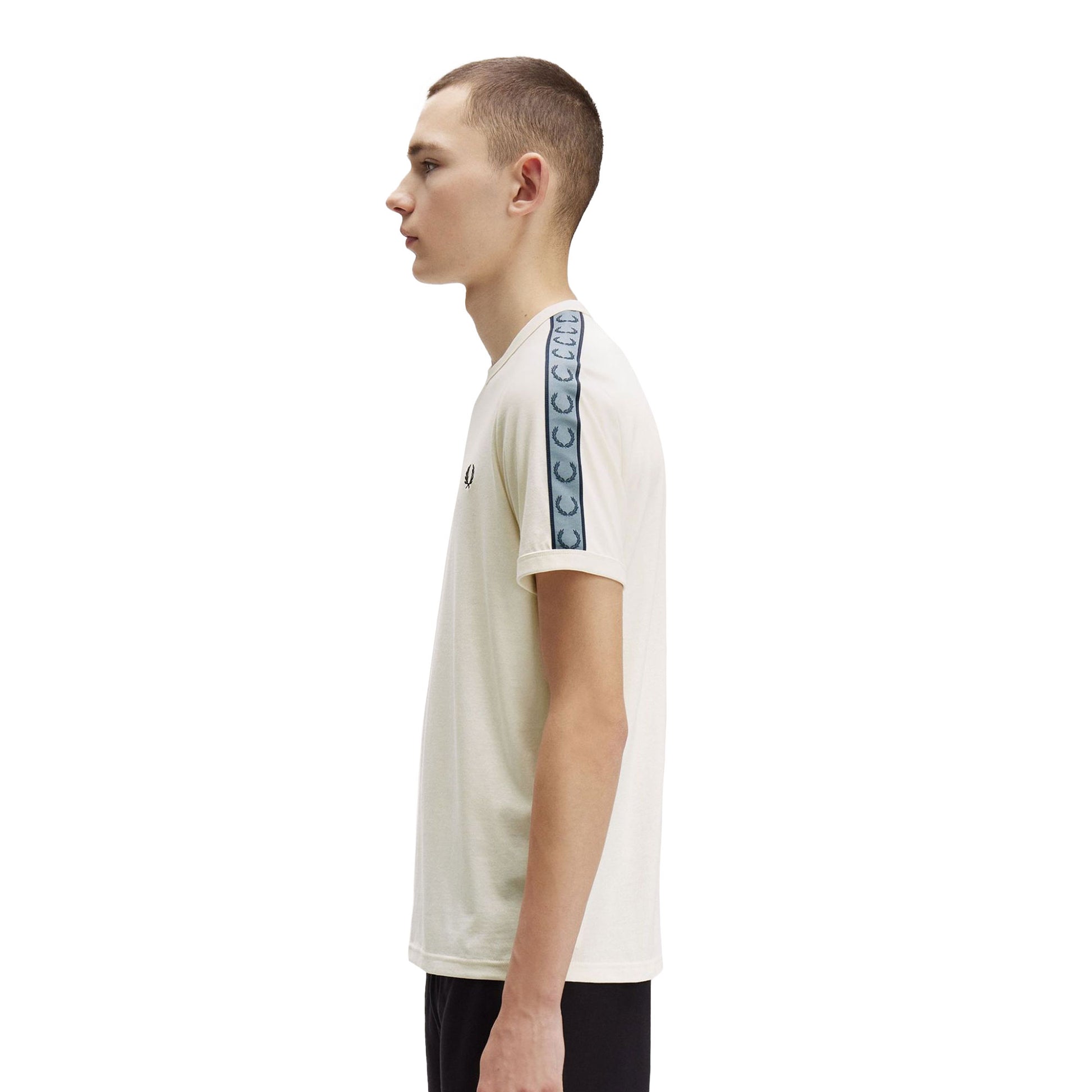 Fred Perry Contrast Tape Ringer T-Shirt Ecru/Navy  - M4613-729