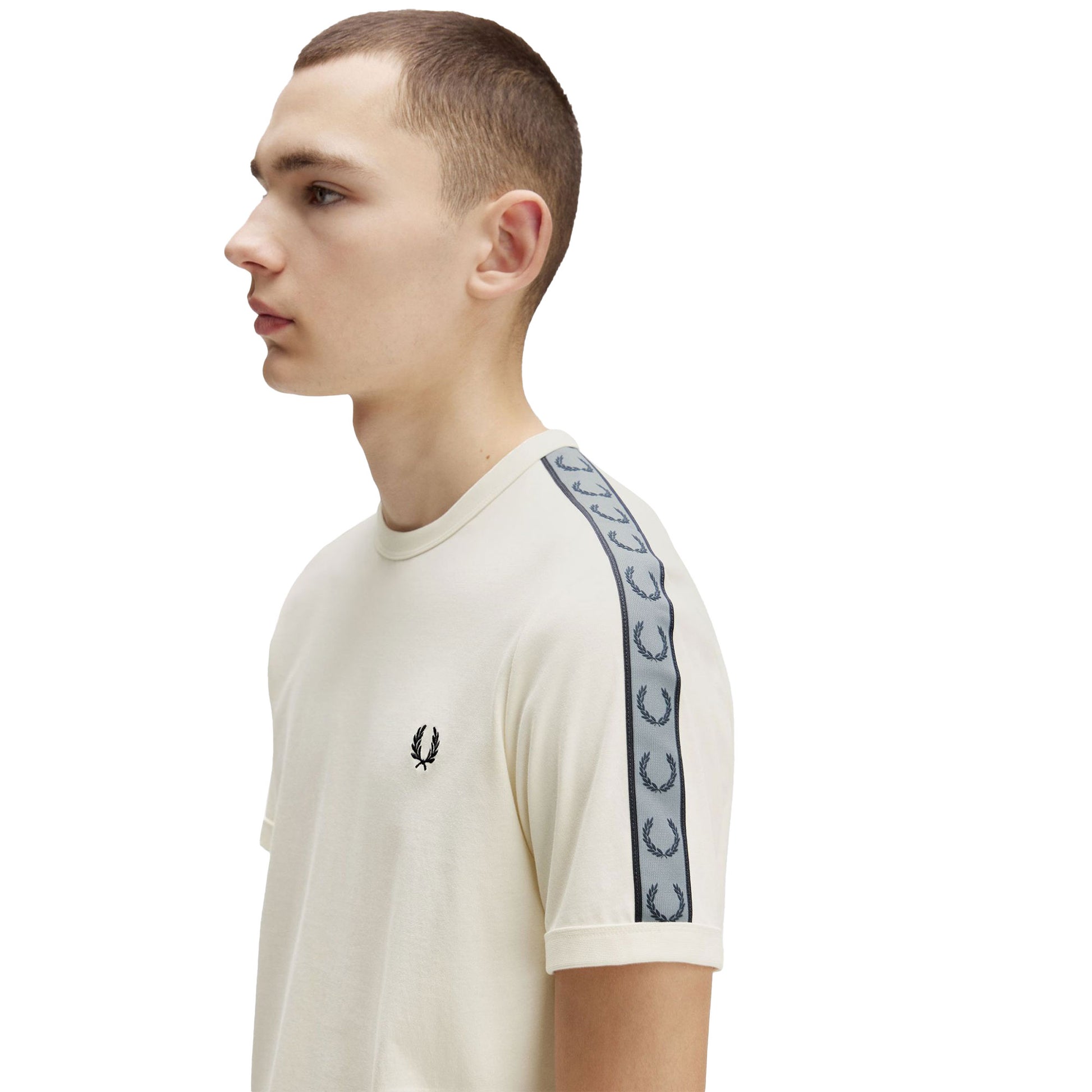 Fred Perry Contrast Tape Ringer T-Shirt Ecru/Navy  - M4613-729